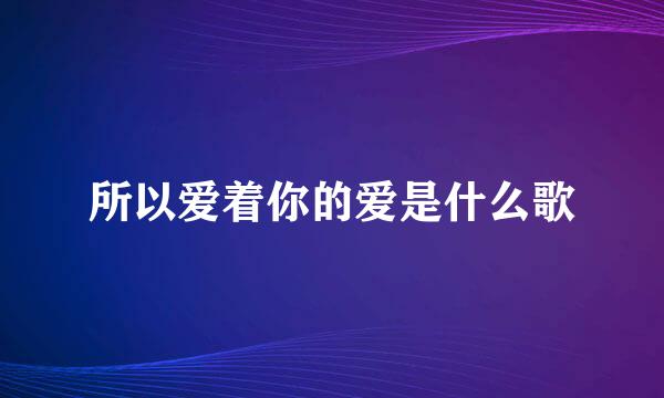 所以爱着你的爱是什么歌