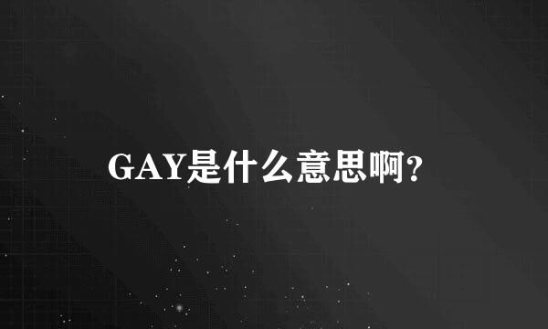 GAY是什么意思啊？