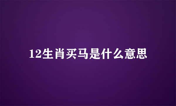 12生肖买马是什么意思