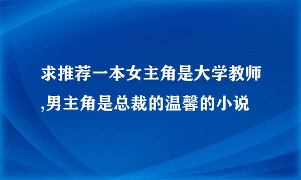 求推荐一本女主角是大学教师,男主角是总裁的温馨的小说