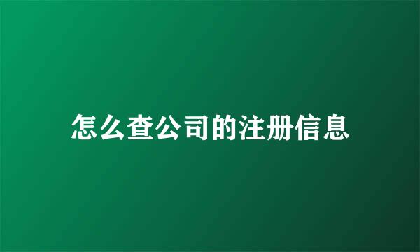 怎么查公司的注册信息