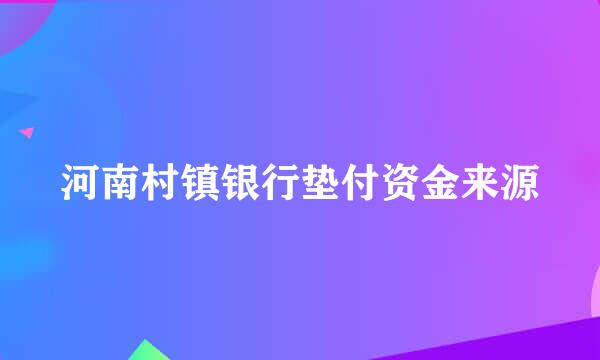 河南村镇银行垫付资金来源