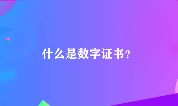 什么是数字证书？