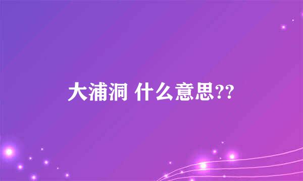 大浦洞 什么意思??