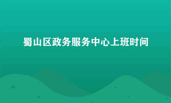 蜀山区政务服务中心上班时间