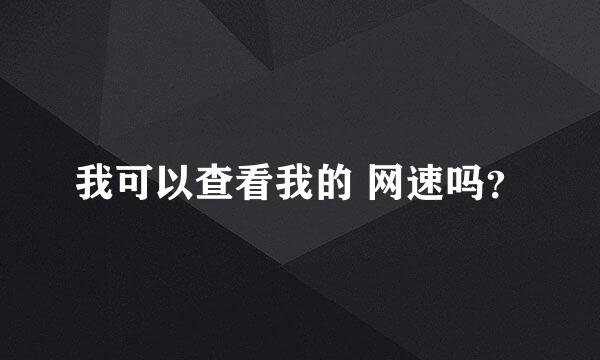 我可以查看我的 网速吗？