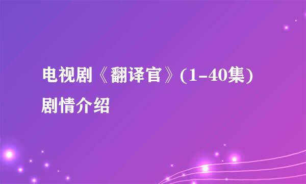 电视剧《翻译官》(1-40集)剧情介绍