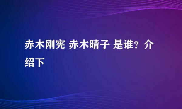 赤木刚宪 赤木晴子 是谁？介绍下