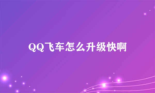 QQ飞车怎么升级快啊