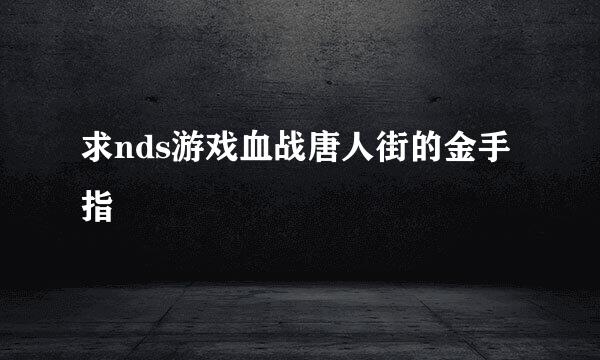 求nds游戏血战唐人街的金手指