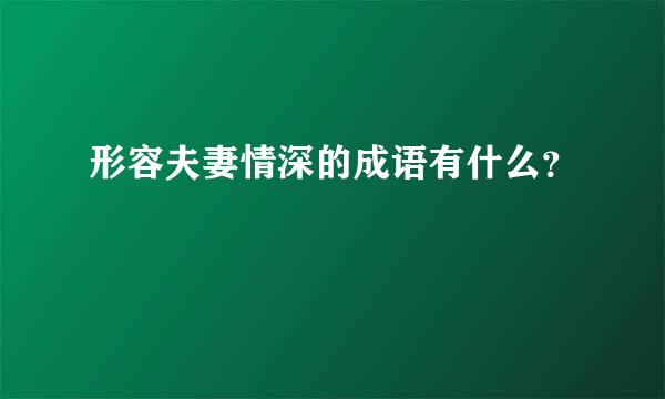 形容夫妻情深的成语有什么？