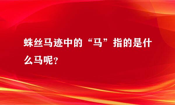 蛛丝马迹中的“马”指的是什么马呢？