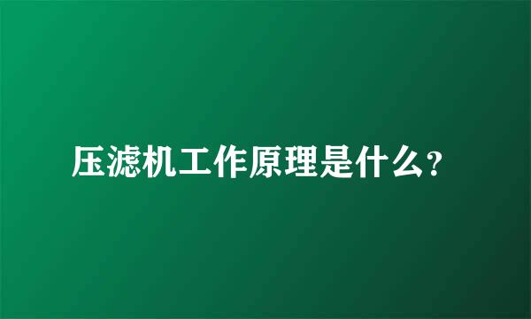 压滤机工作原理是什么？