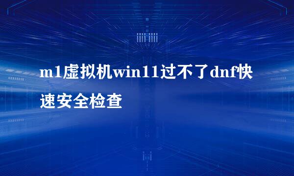 m1虚拟机win11过不了dnf快速安全检查