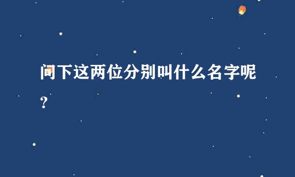 问下这两位分别叫什么名字呢？