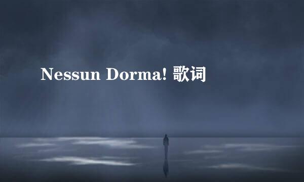 Nessun Dorma! 歌词