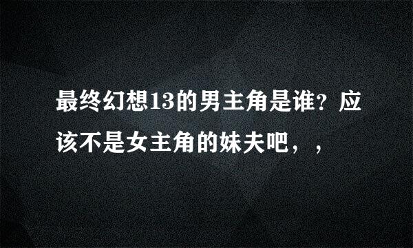 最终幻想13的男主角是谁？应该不是女主角的妹夫吧，，