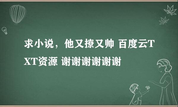 求小说，他又撩又帅 百度云TXT资源 谢谢谢谢谢谢