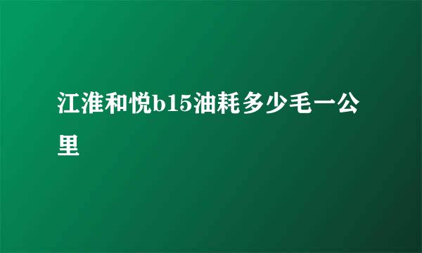 江淮和悦b15油耗多少毛一公里