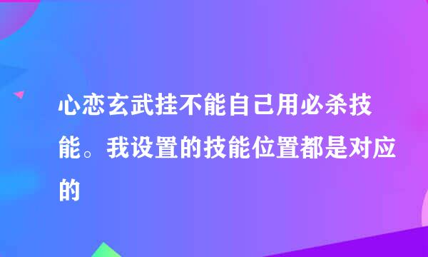 心恋玄武挂不能自己用必杀技能。我设置的技能位置都是对应的