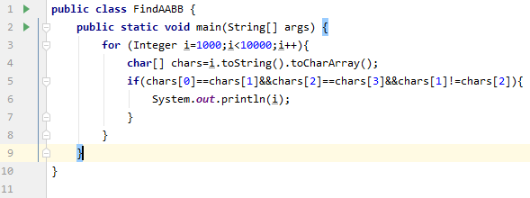 0到9999中aabb的数用java写出来？