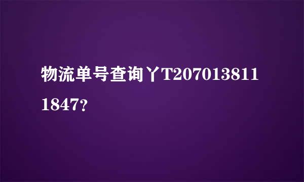 物流单号查询丫T2070138111847？