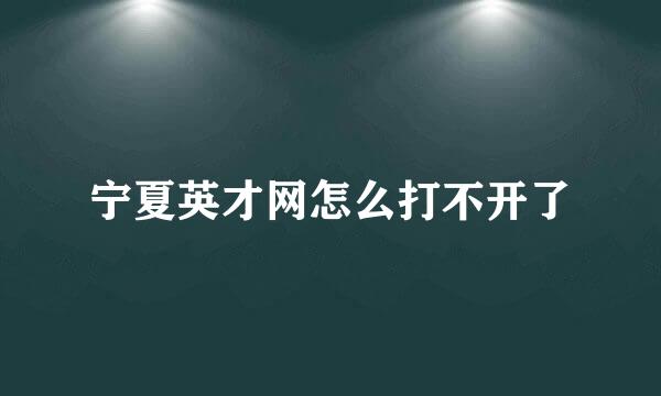 宁夏英才网怎么打不开了