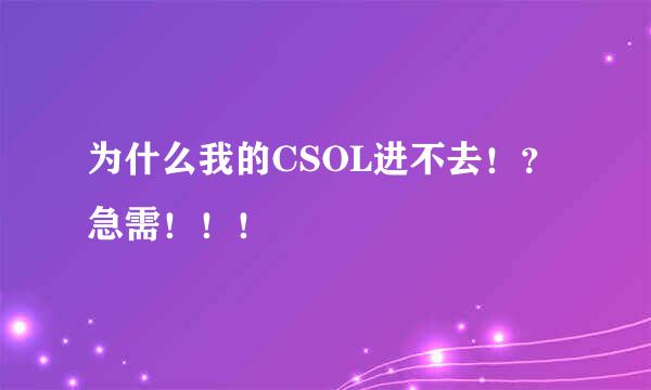 为什么我的CSOL进不去！？急需！！！