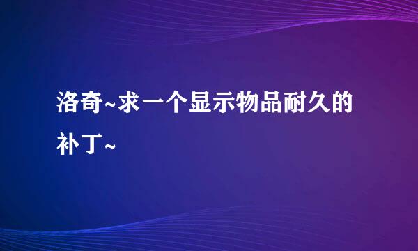 洛奇~求一个显示物品耐久的补丁~