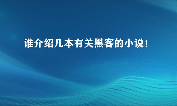 谁介绍几本有关黑客的小说！