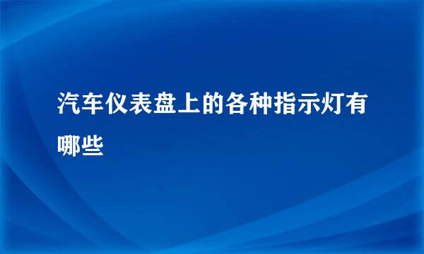 汽车仪表盘上的各种指示灯有哪些