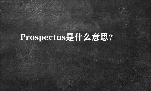 Prospectus是什么意思？