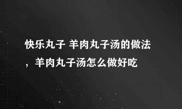 快乐丸子 羊肉丸子汤的做法，羊肉丸子汤怎么做好吃