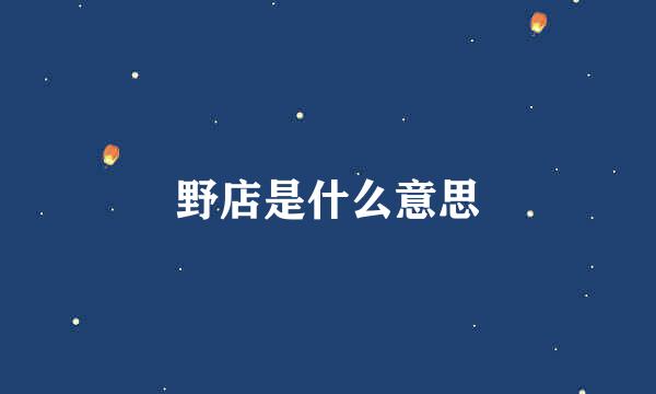 野店是什么意思