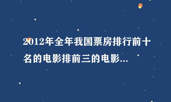 2012年全年我国票房排行前十名的电影排前三的电影和票房分别是?