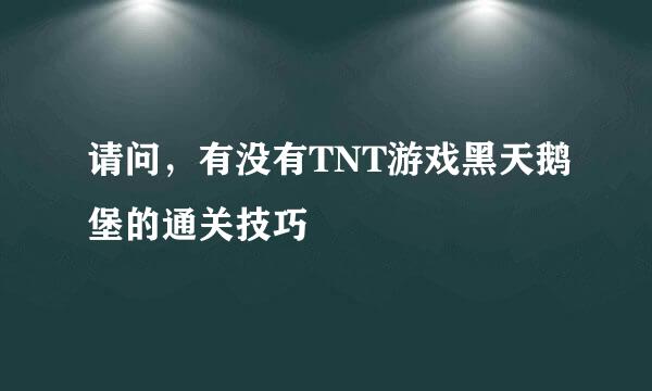 请问，有没有TNT游戏黑天鹅堡的通关技巧