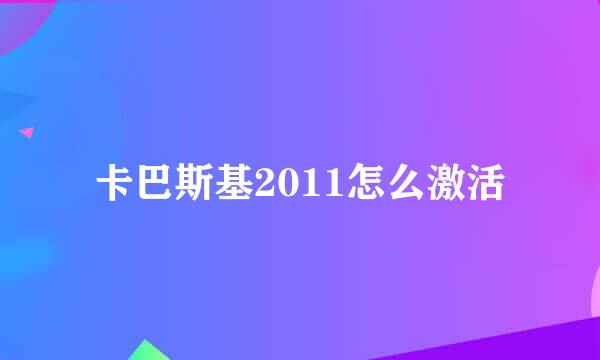 卡巴斯基2011怎么激活