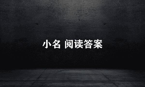 小名 阅读答案