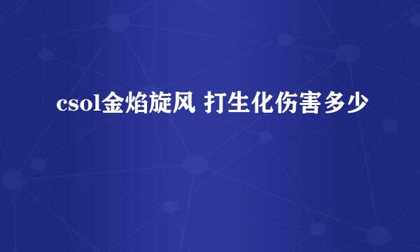 csol金焰旋风 打生化伤害多少