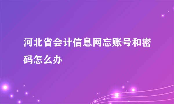 河北省会计信息网忘账号和密码怎么办