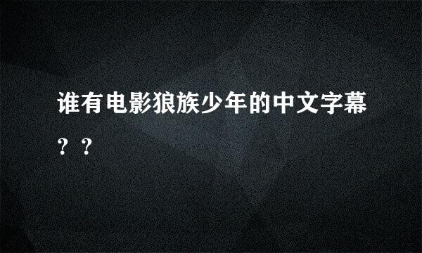 谁有电影狼族少年的中文字幕？？