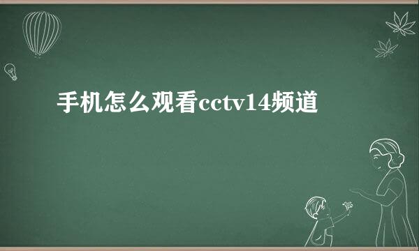 手机怎么观看cctv14频道