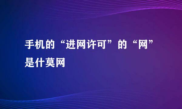 手机的“进网许可”的“网”是什莫网