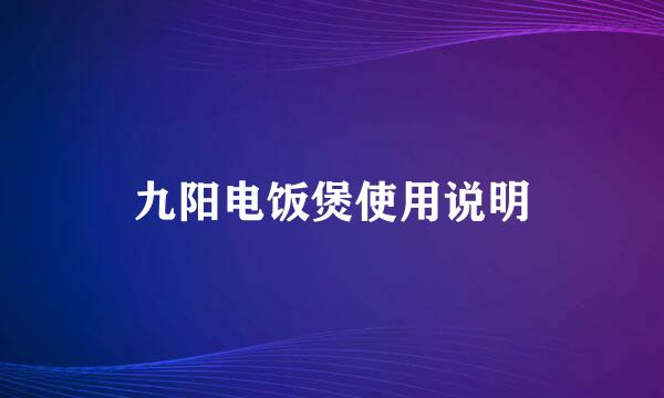 九阳电饭煲使用说明