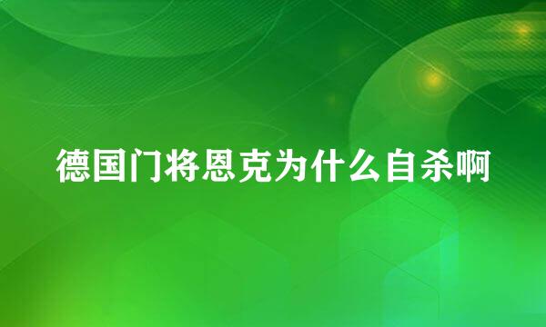 德国门将恩克为什么自杀啊