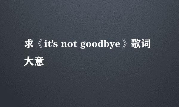 求《it's not goodbye》歌词大意