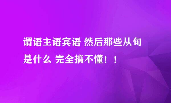 谓语主语宾语 然后那些从句是什么 完全搞不懂！！