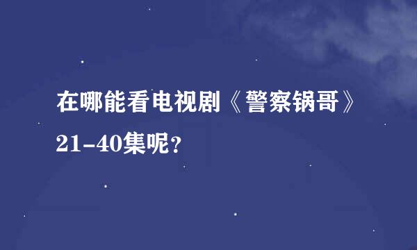 在哪能看电视剧《警察锅哥》21-40集呢？