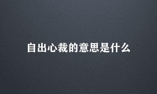 自出心裁的意思是什么