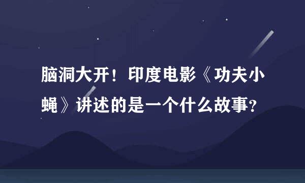 脑洞大开！印度电影《功夫小蝇》讲述的是一个什么故事？